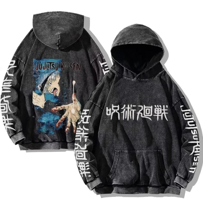 Anime Cosplay Couple - 일본 Jujutsu Kaisen Anime Hooded Washed